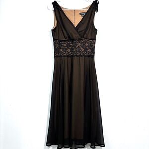 Dark Fairy Whimsigoth Vamp Romantic Sexy Black Lace Sheer Midi Dress Size 8